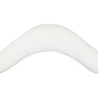 Das KraftKids qualitäts Stillkissen Leinen leicht grünes Weiß ist ein V-förmiges Stillkissen mit ergonomischem Design und weicher, glatter Oberfläche, das sich vor einem schlichten weißen Hintergrund präsentiert.