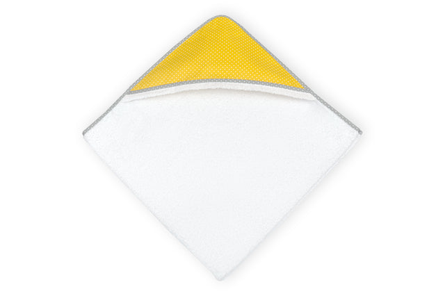 Serviette à capuche pois blancs sur jaune
