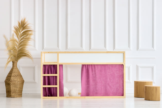 Ensemble de rideaux pour lit mezzanine 2+1 mousseline violet adapté au lit Kura